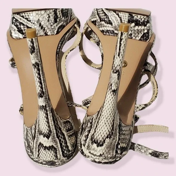 PELLE Moda Sandals Olya Sandal In Black White Snake Print Size 8 - Picture 6 of 11